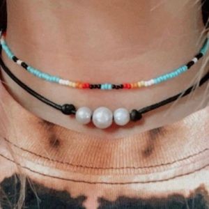 Western sunset chocker seed bead boho necklace